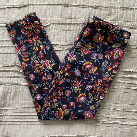 Topshop Navy Floral Skinny Dress Pants Size 6 - Picture 1 of 9
